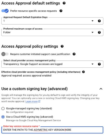 Access Approval settings